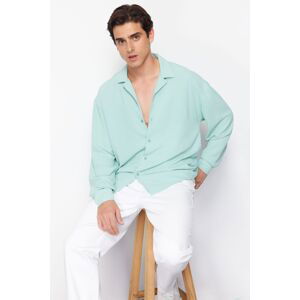 Trendyol Mint Oversize Fit Open Collar Summer Linen Look Shirt