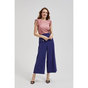 Women's trousers MOODO with decorative buttons - dark blue