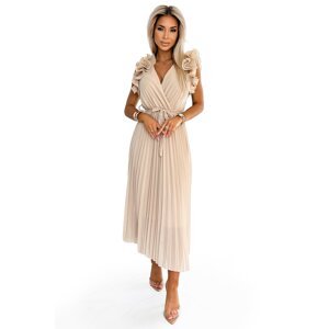 Women's pleated chiffon midi dress with a neckline and delicate ruffles Numoco