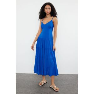 Trendyol Indigo Skater Skirt Viscose Maxi Woven Dress