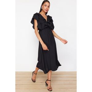 Trendyol Black A-Line Flounce Viscose Woven Dress