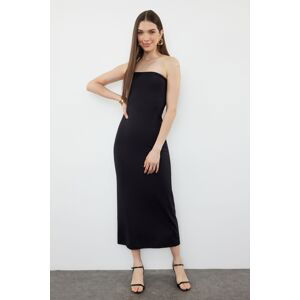 Trendyol Black Plain Polyamide Strapless Fitted Flexible Maxi Pencil Dress