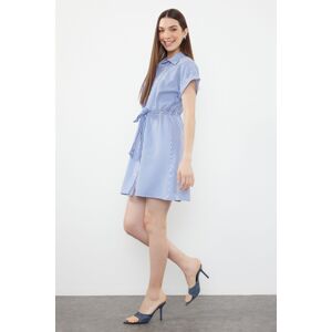 Trendyol Blue Striped Terrycotton Mini Woven Shirt Dress