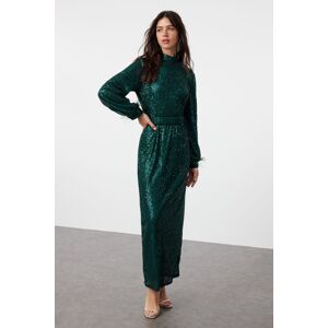 Trendyol Emerald Green Sequined Evening Dress