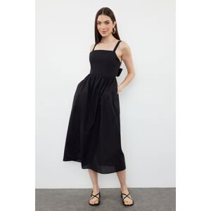 Trendyol Black A-line Cotton Voile Mini Woven Dress