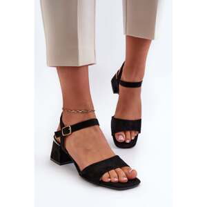 Women's sandals on an eco-suede block, black Leisha