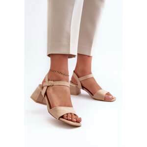 Women's block sandals made of Eco Suede Beige Leisha