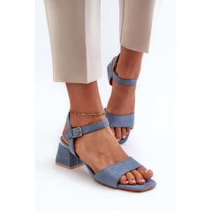 Women's sandals on an eco-suede block, Leisha blue