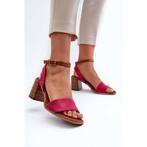 Women's high-heeled sandals made of Eco Suede Fuchsia Ronvia