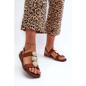 Women's flat sandals with embellishments Sergio Leone Brown