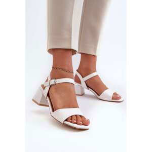 Women's eco-leather block sandals, white Leisha