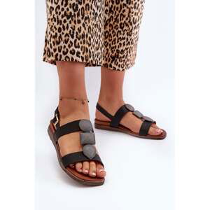 Women's flat sandals with embellishments Sergio Leone Black