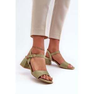 Women's eco-friendly suede block sandals, Leisha green