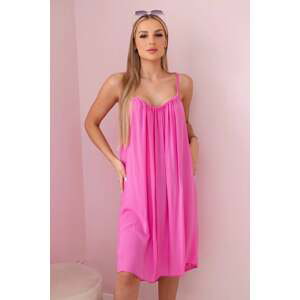 Women's viscose dress with straps - pink