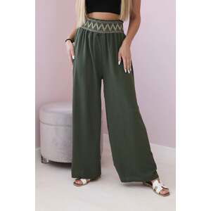 Trousers with a wide elastic waistband in khaki