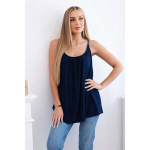 Viscose blouse with straps navy blue