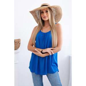 Viscose blouse with straps cornflower blue
