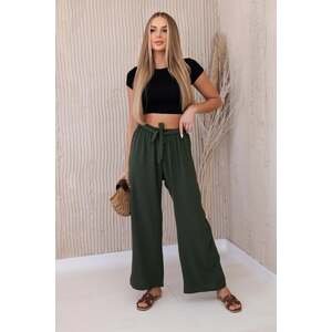 Wide-waisted trousers in khaki