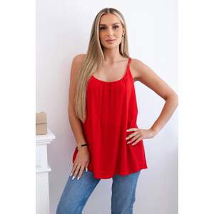 Viscose blouse with straps red