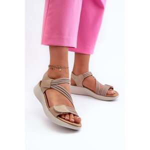 Women's comfortable Velcro sandals beige Eladora