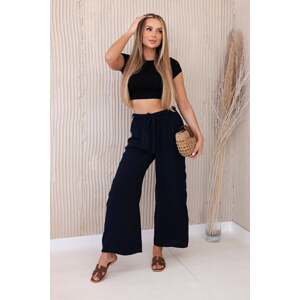 Wide-waisted trousers navy blue