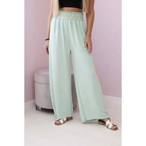 Trousers with wide elastic waistband mint