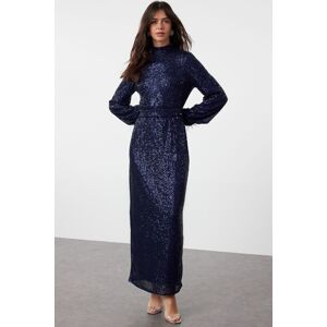 Trendyol Navy Blue Sequined Evening Dress