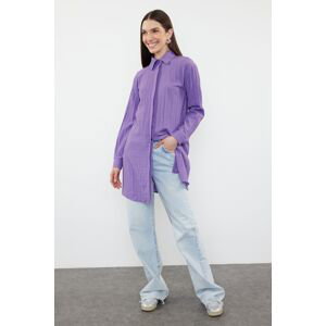 Trendyol Purple Midi Length Crinkle Woven Shirt