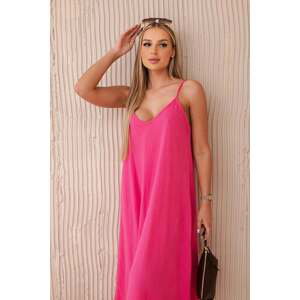 Women's muslin dress with straps - pink