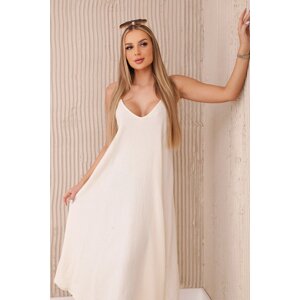 Women's muslin dress with straps - light beige