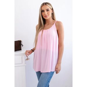 Viscose blouse with straps light pink