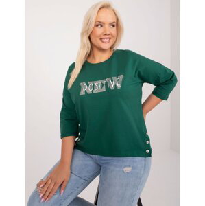 Dark green blouse in a larger size with 3/4 sleeves