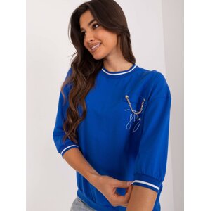 Cobalt Blue Women's Casual 3/4 Sleeve Blouse