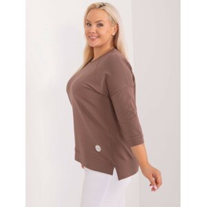 Brown blouse with a round neckline plus size