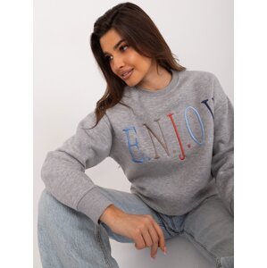 Grey insulated melange sweatshirt with print