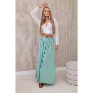 Women's viscose skirt with decorative belt - mint