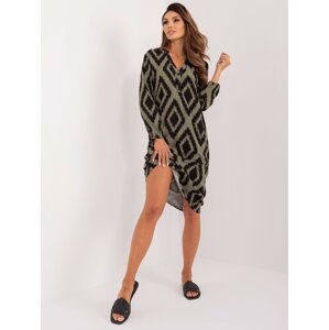 Khaki patterned viscose dress SUBLEVEL