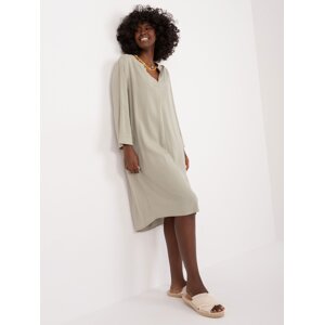 KHAKI LOOSE DRESS WITH POCKETS SUBLEVEL