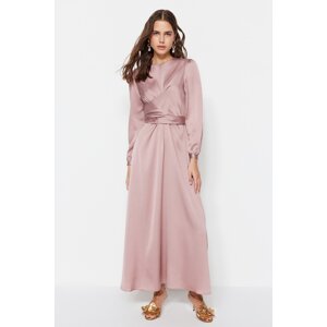 Trendyol Pink Evening Dress With Cross-tie Detailed Satin