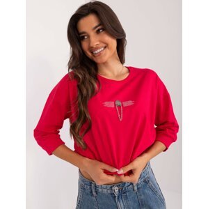 Red cotton blouse with appliqué