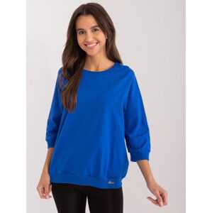 Cobalt Blue Casual Cotton Blouse