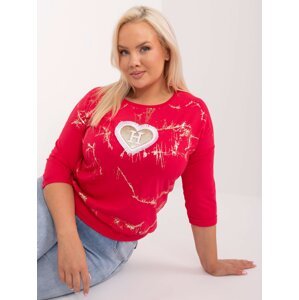 Red women's oversized blouse with sequins