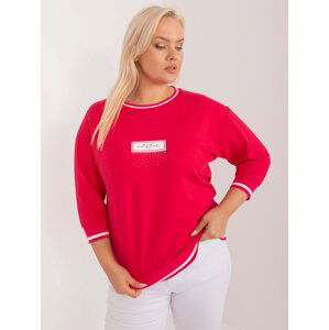 Plus Size Red Round Neckline Blouse