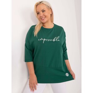 Dark green plus size blouse with inscription