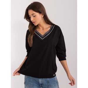 Black oversize blouse with 3/4 sleeves