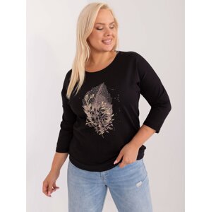 Black plus-size round neckline blouse