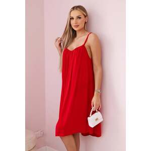 Women's viscose dress with straps - red