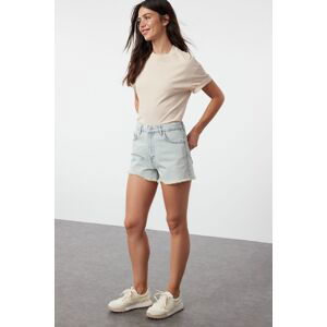 Trendyol Light Blue Slit Detailed High Waist Denim Shorts