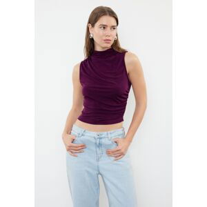 Trendyol Plum Zero Sleeve Gathered Flexible Knitted Blouse