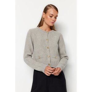 Trendyol Gray Premium Yarn/Special Yarn Knitwear Cardigan